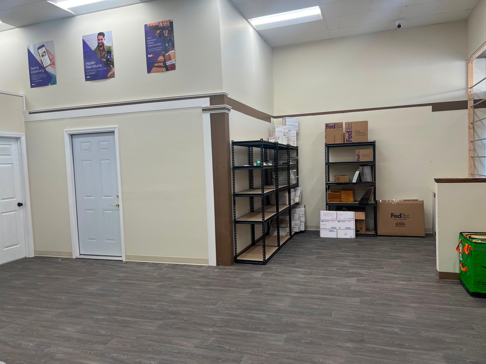 Pack Print Ship interior with service counter and shelving